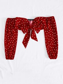 Breezaya 繫帶圓點圖案露肩上衣