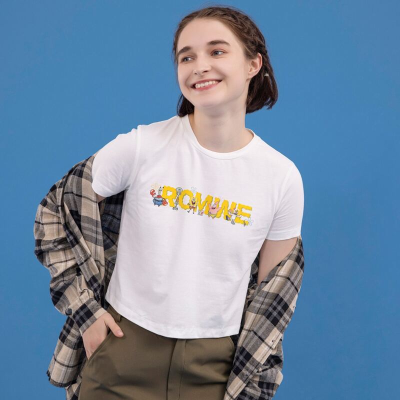 

Cartoon Print Short Sleeve Tee, White