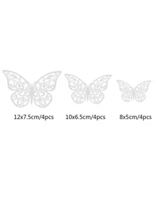 12 piezas Pegatinas de pared de mariposa hueca, pegatinas de mariposa de papel plateado para decoración del hogar, pegatinas, vinilos decorativos para la decoración del hogar, artículos de decoración de primavera para refrescar su hogar, pegatinas de decoración de ramas