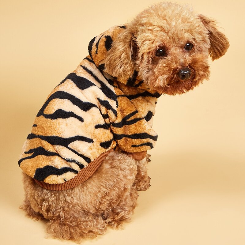 

Tiger Pattern Hooded Dog Coat, Multicolor