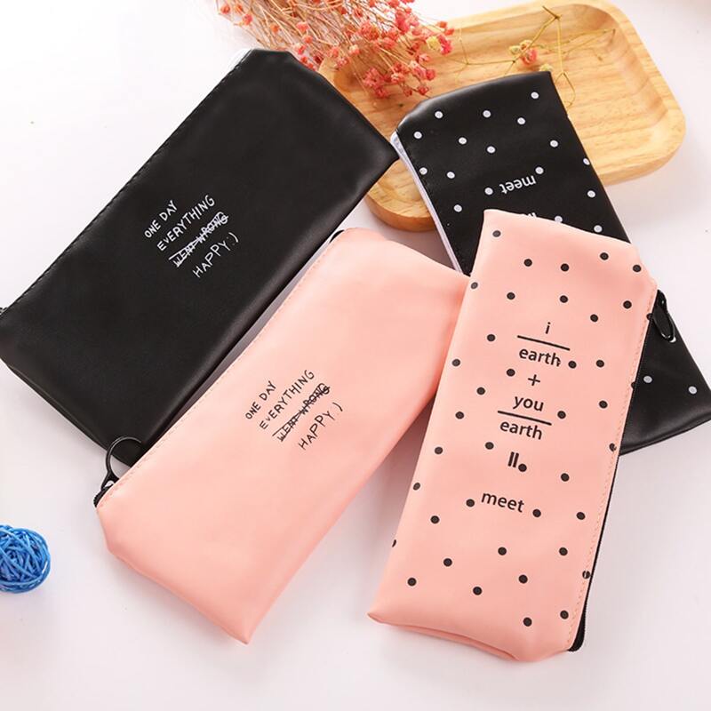 

1pc Slogan Graphic Random Pencil Bag, Multicolor