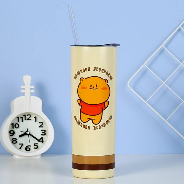 

Cartoon Bear Print Vacuum Cup, Multicolor