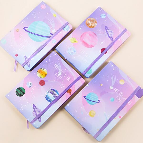 

1pc Planet Print Random Notebook, Multicolor