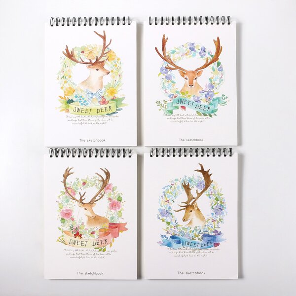 

1pc Elk Print Random Notebook, Multicolor