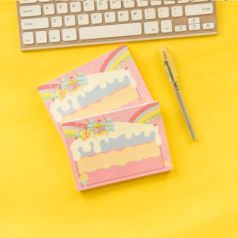 

1pack Cake Print Sticky Note, Multicolor