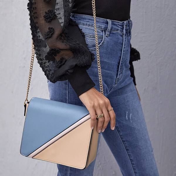 

Colorblock Flap Crossbody Bag, Multicolor