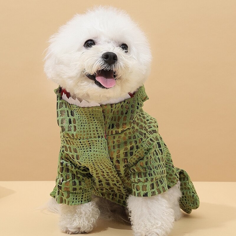 

Dinosaur Design Hooded Dog Coat, Multicolor