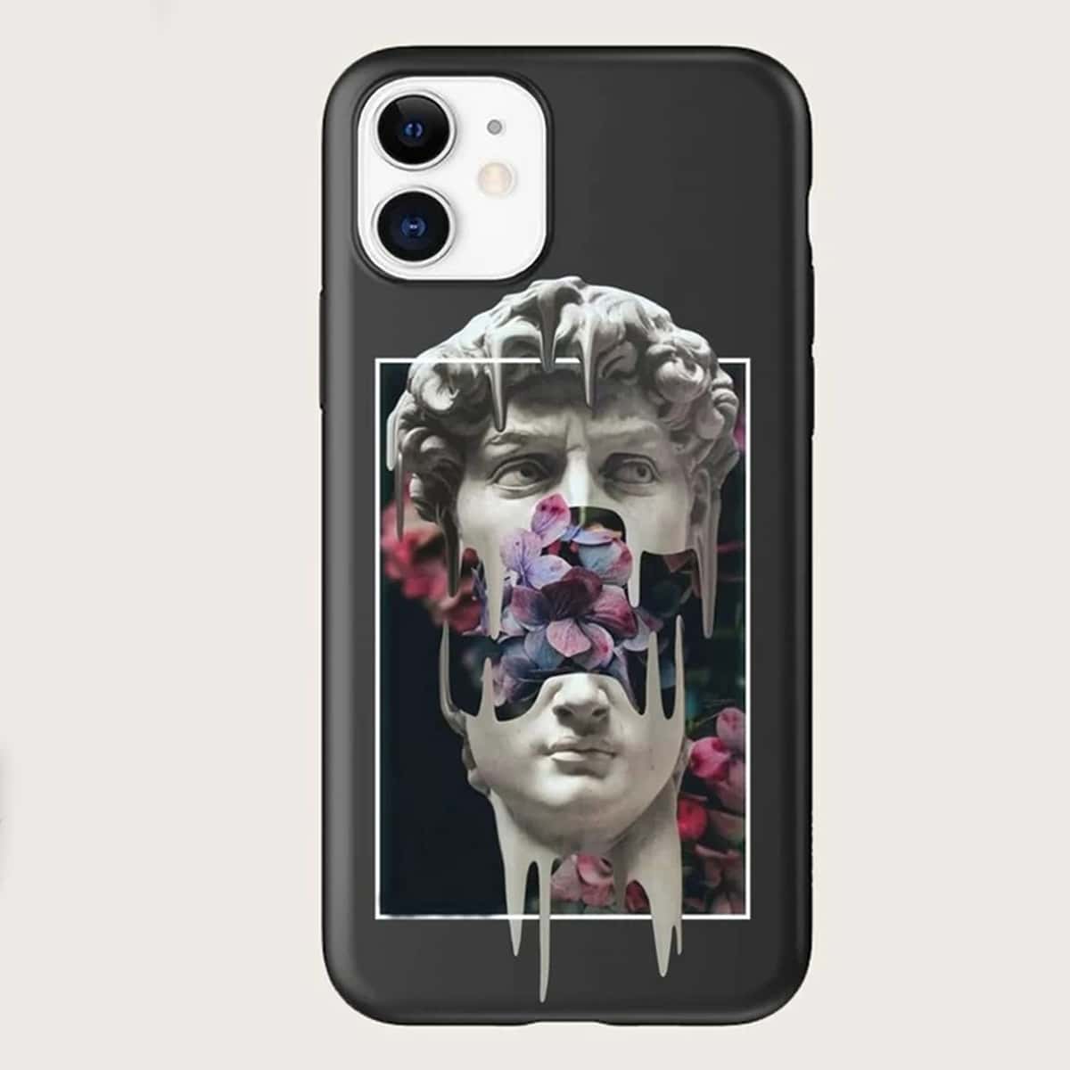 

Sculpture & Floral iPhone Case, Black