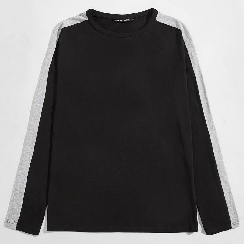 

Men Contrast Side Seam Tee, Black