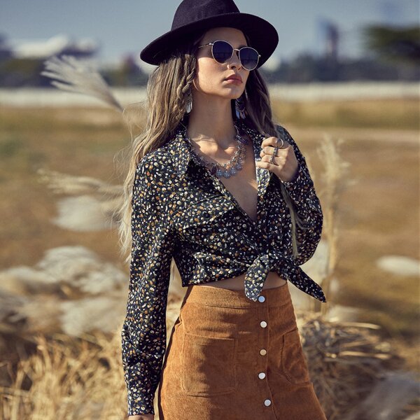 

Ditsy Floral Button Up Blouse, Multicolor