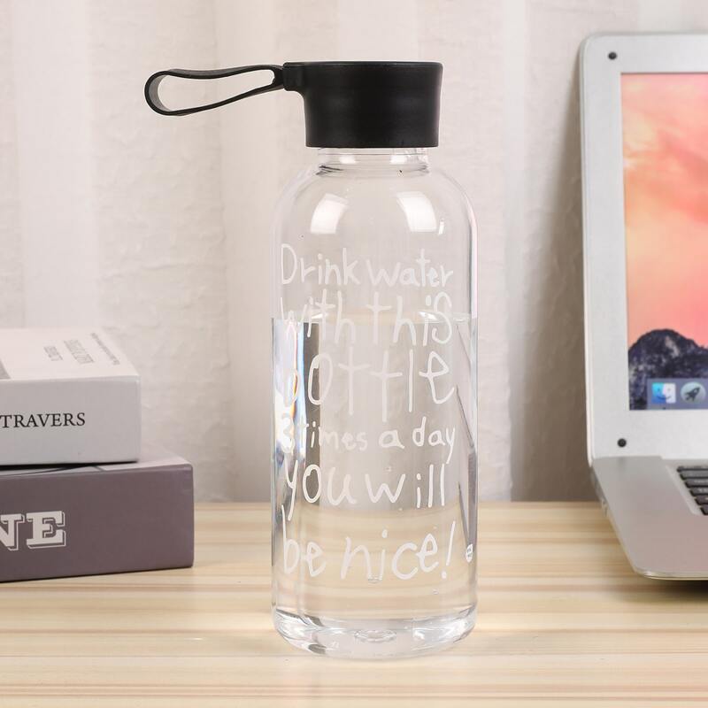 

1pc Slogan Graphic Portable Water Bottle, Clear