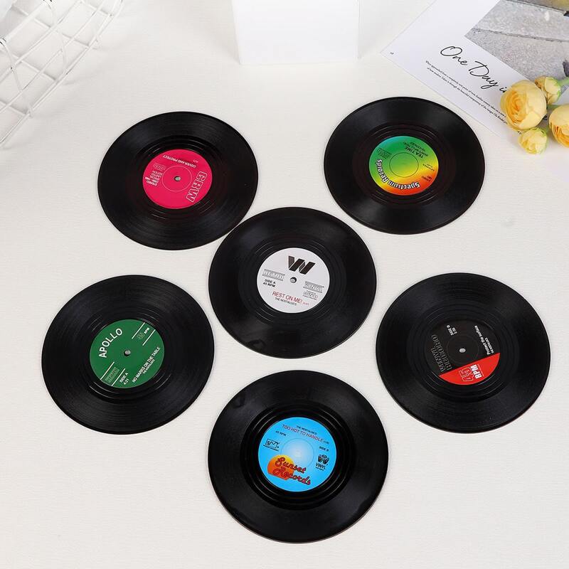 

1pc Random Vintage Vinyl Record Coaster, Black