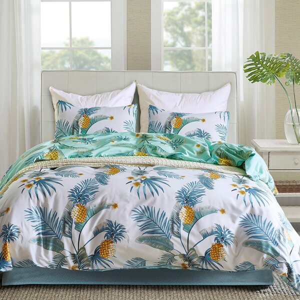 

Leaf Print Bedding Set Without Filler, Multicolor