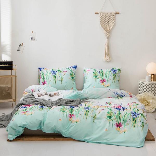 

Flower Print Bedding Set Without Filler, Multicolor