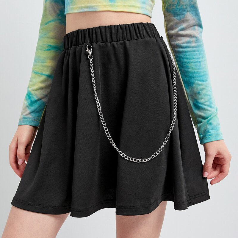 

Chain Flared Skirt, Black