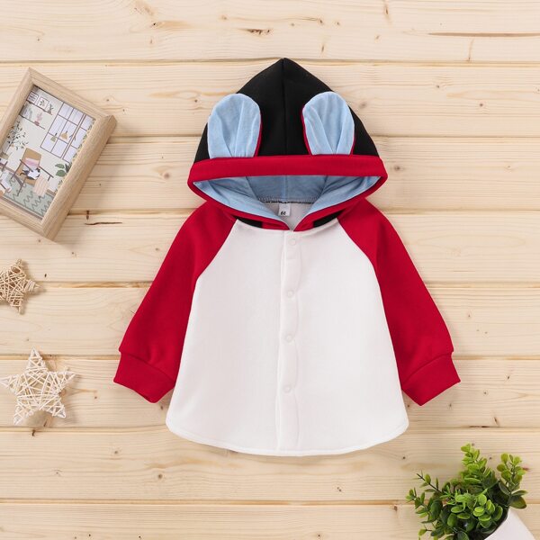 

Baby Unisex 3D Ears Color-block Hooded Coat, Multicolor