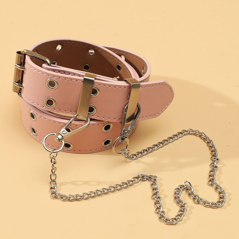 

Grommet Belt With Wallet Chain, Pink