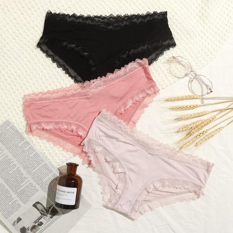 

3pack Lace Trim Panty Set, Multicolor