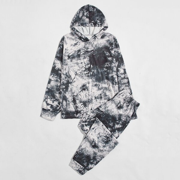 

Men Tie Dye Hooded Sweatshirt With Sweatpants, Multicolor