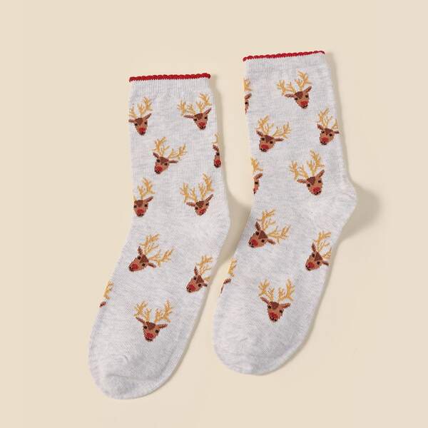 

Christmas Deer Pattern Socks, Multicolor