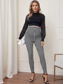 SHEIN 孕妇千鸟格打底裤 - 黑與白 - 查看 5