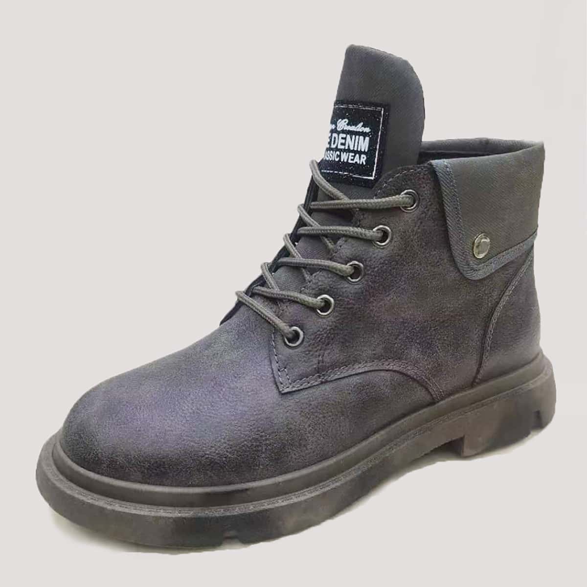 

Guys Letter Patch Ankle Boots, Grey