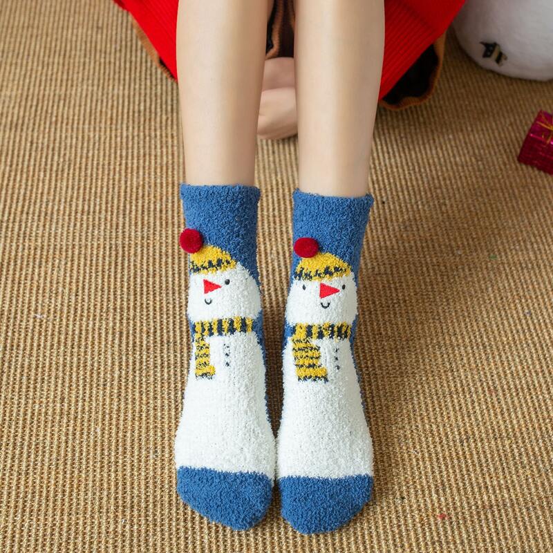 

Christmas Snowman Fuzzy Socks, Blue and white