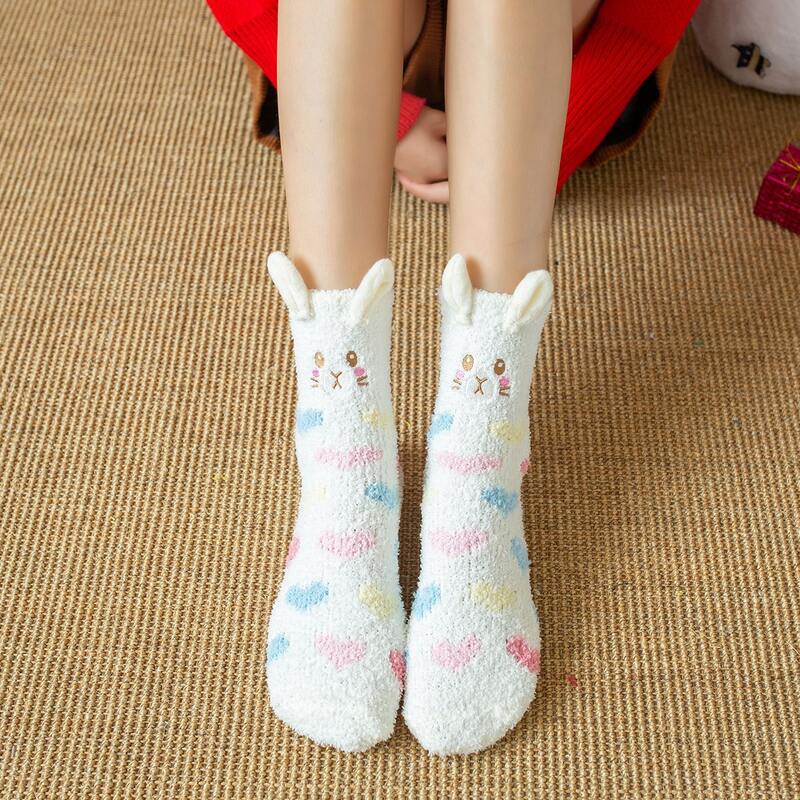 

Cartoon Ear Fuzzy Socks, White