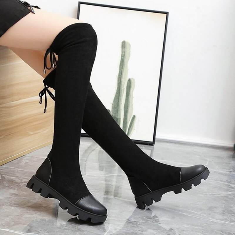 

Cap Toe Over The Knee Sock Boots, Black
