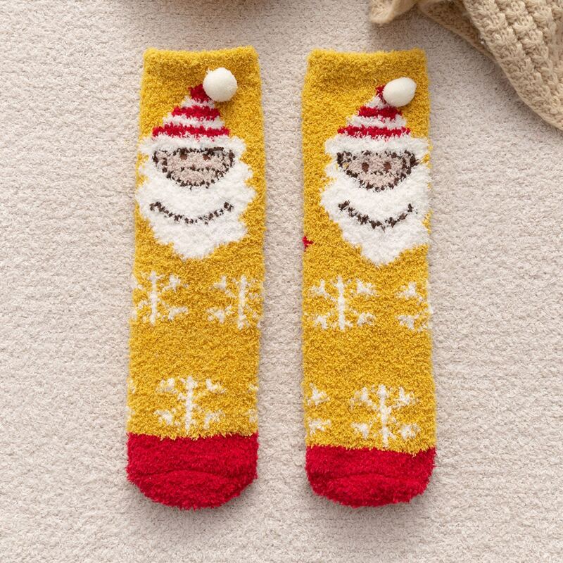 

Christmas Santa Claus Fuzzy Socks, Yellow