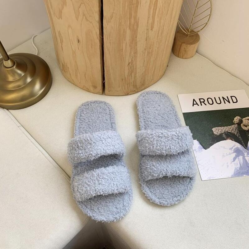 

Double Band Fluffy Slippers, Baby blue