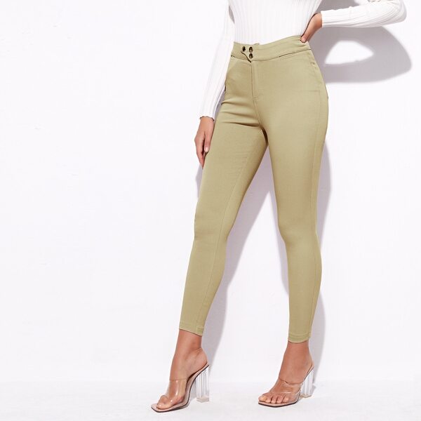 

High Stretch Ankle Jeans, Khaki