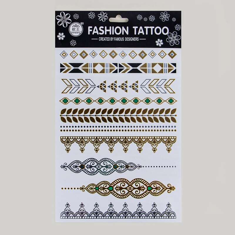 

1sheet Geometric Pattern Tattoo Sticker, Multicolor