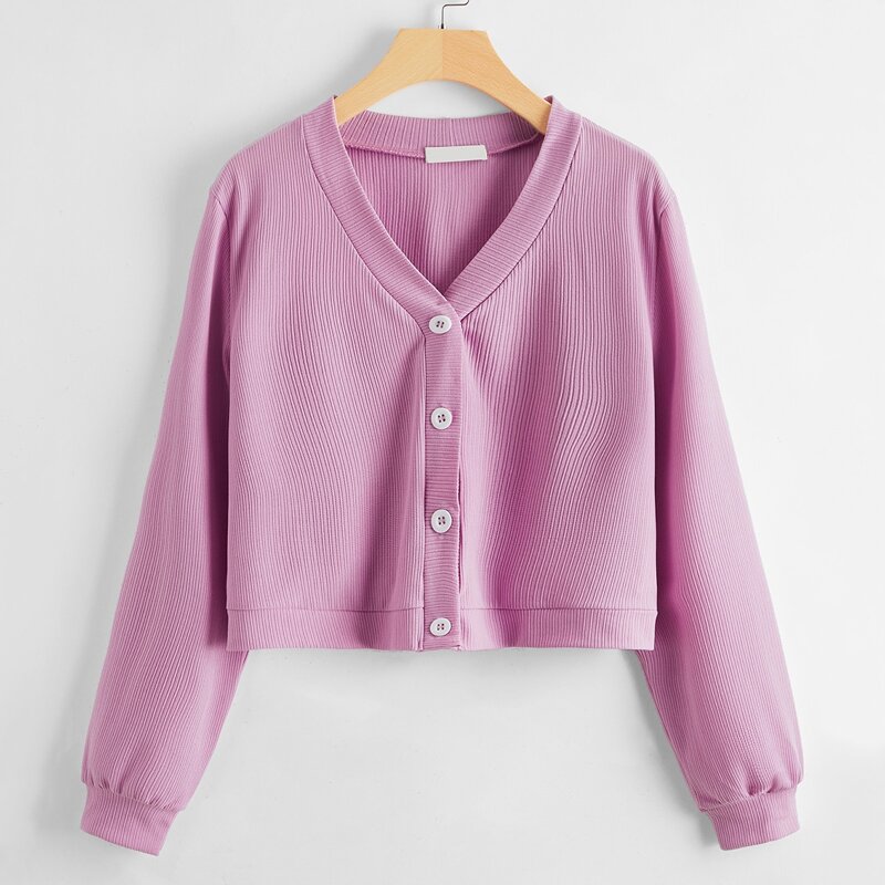 

Solid Button Front Cardigan, Lilac purple
