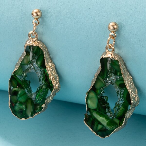 

Irregular Drop Earrings, Dark green