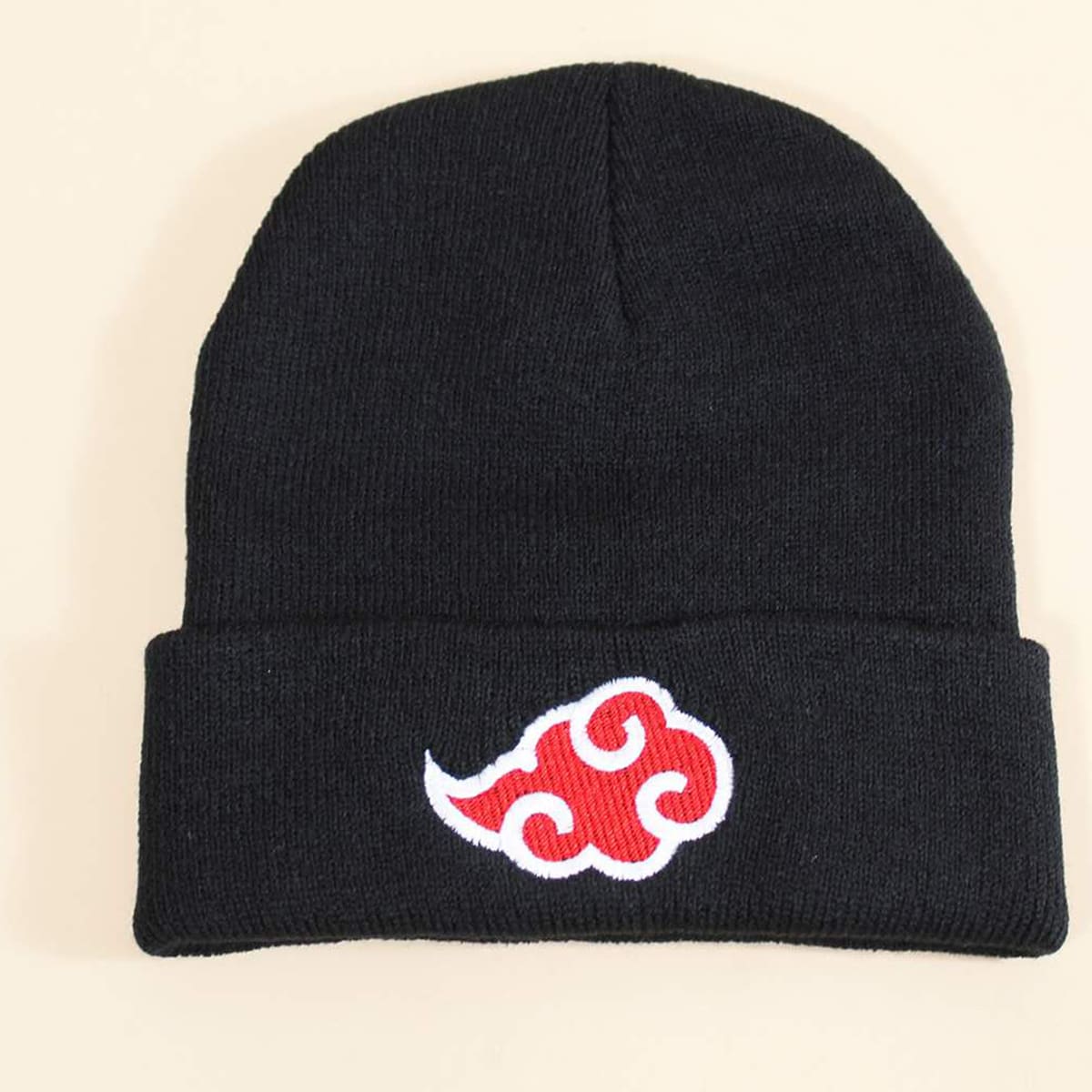 

Cloud Embroidery Knitted Beanie, Black