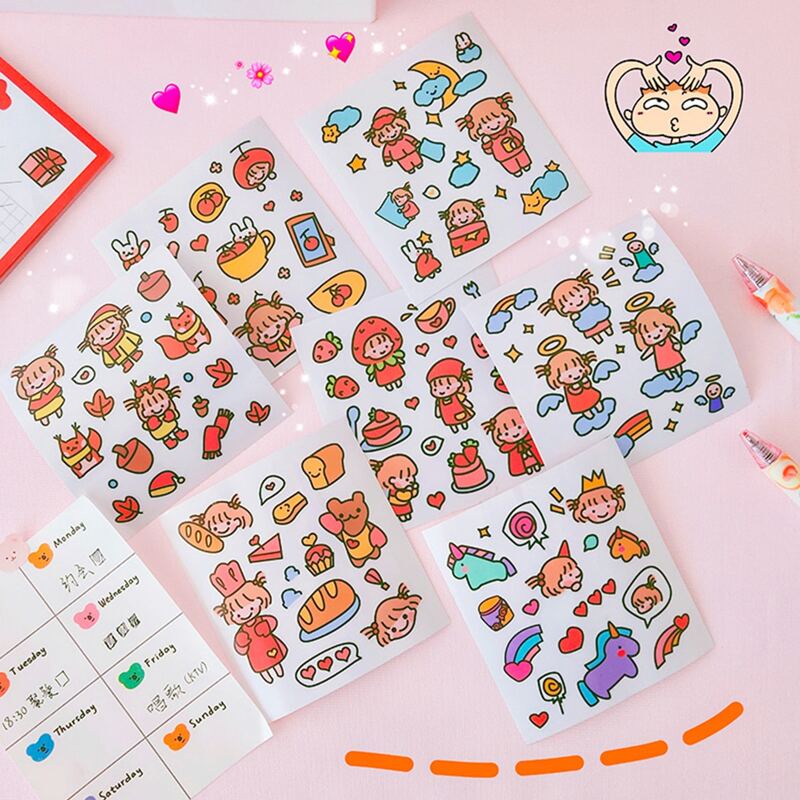 

2sheet Random Cartoon Girl Print Sticker, Multicolor