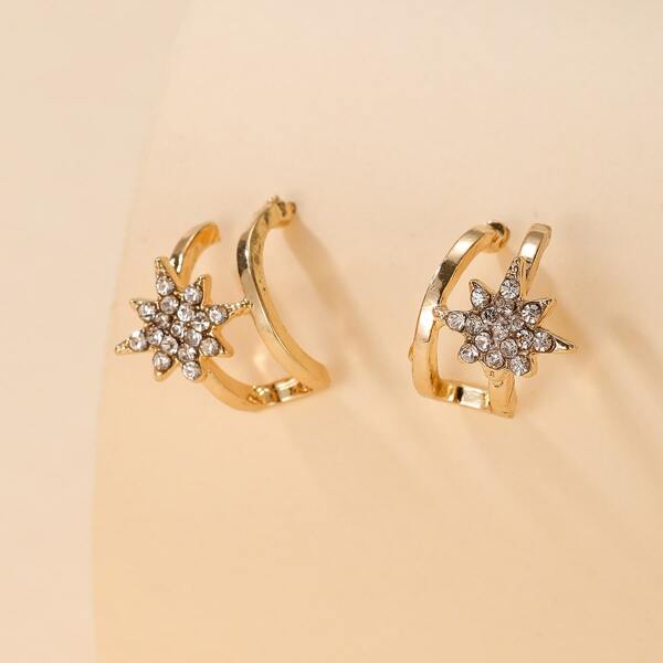 

Rhinestone Decor Earrings, Gold