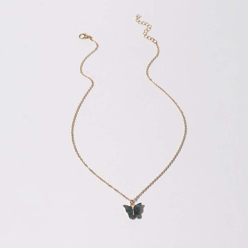 

Butterfly Chain Necklace, Dark green
