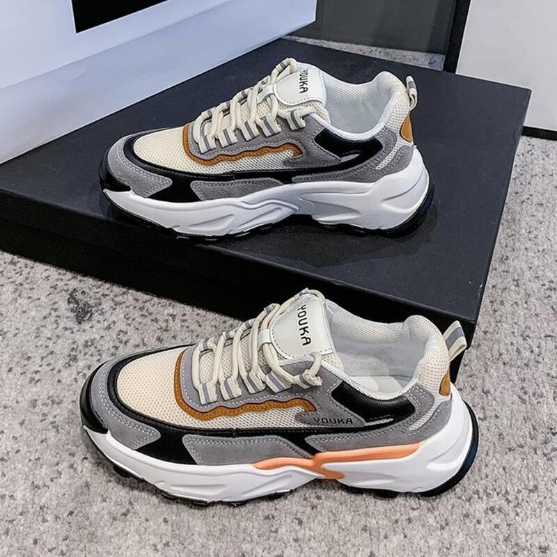 

Colorblock Lace-up Mesh Chunky Sneakers, Multicolor