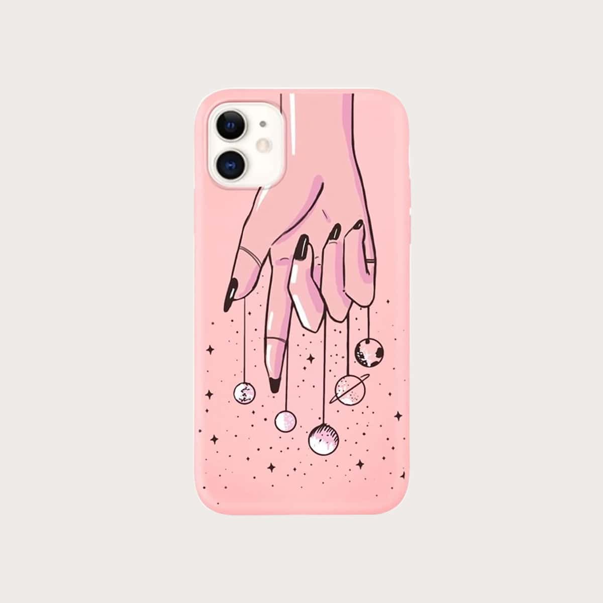 

Hand & Galaxy iPhone Case, Baby pink