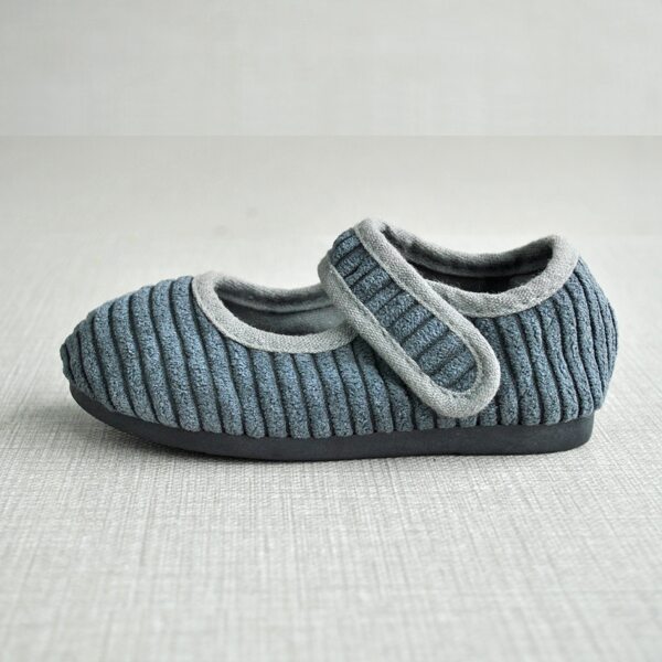 

Toddler Boys Ribbed Design Velcro Strap Flats, Grey