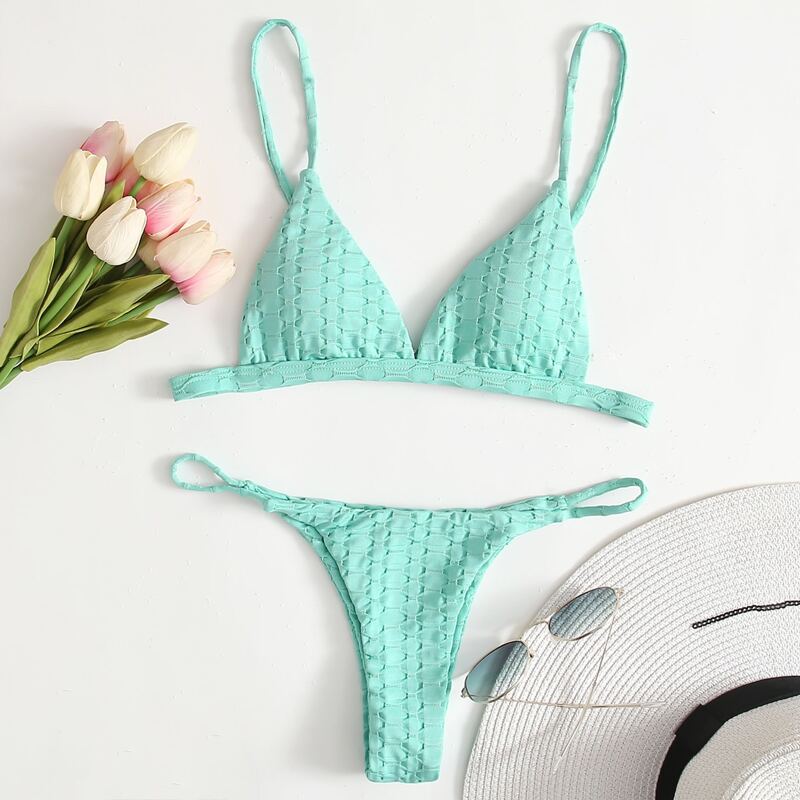 

Triangle Thong Bikini Swimsuit, Mint green