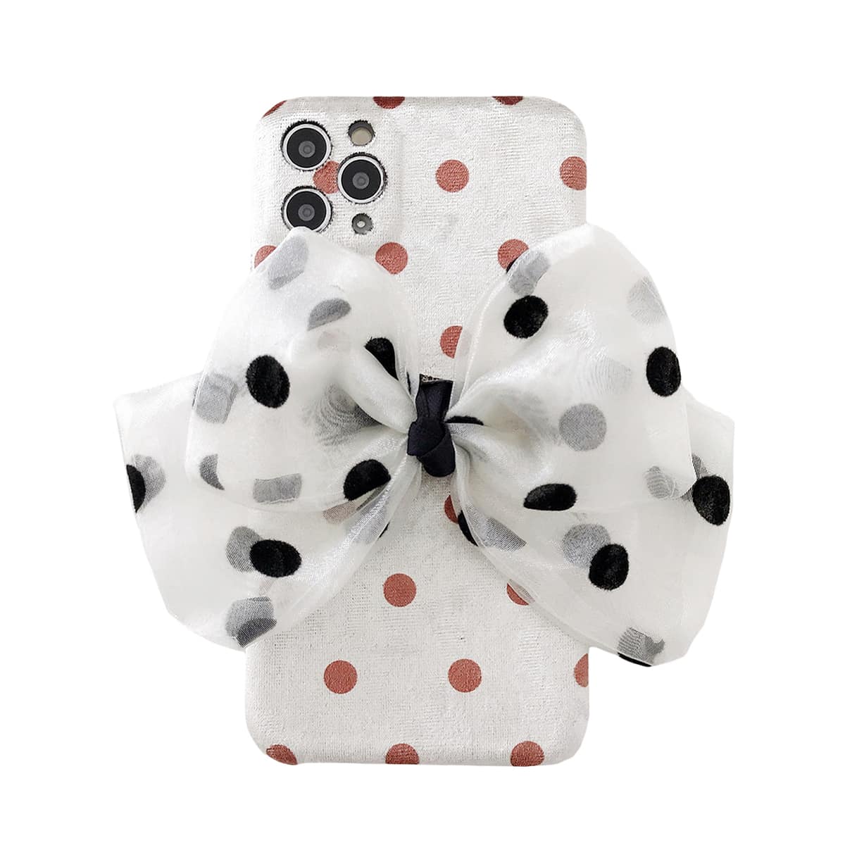

Polka Dot Bow Decor iPhone Case, White