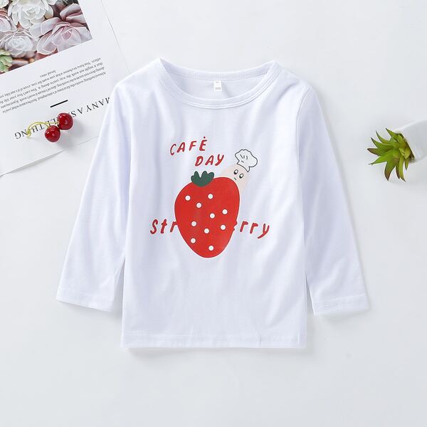 

Toddler Girls Strawberry And Letter Graphic Tee, White