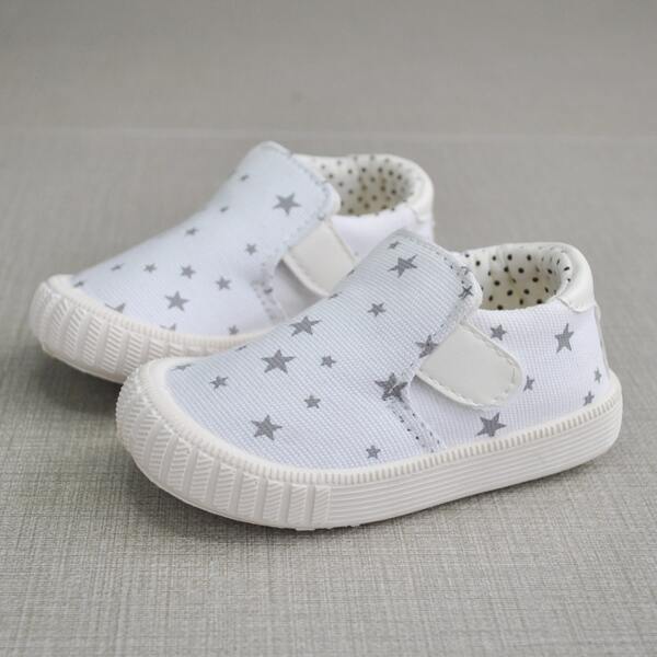 

Toddler Girls Star Graphic Velcro Strap Sneakers, White