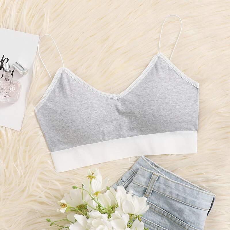 

Contrast Binding Bralette, Light grey