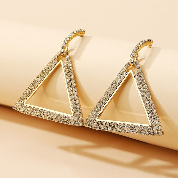 

Rhinestone Triangle Drop Earrings, Gold
