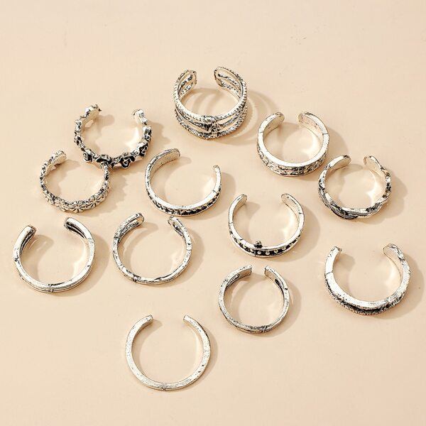 

12pcs Cuff Toe Ring, Silver