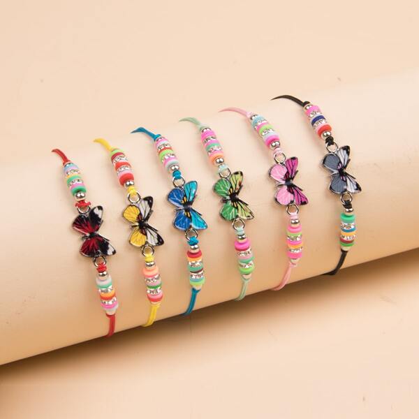 

6pcs Butterfly Decor Bracelet, Multicolor